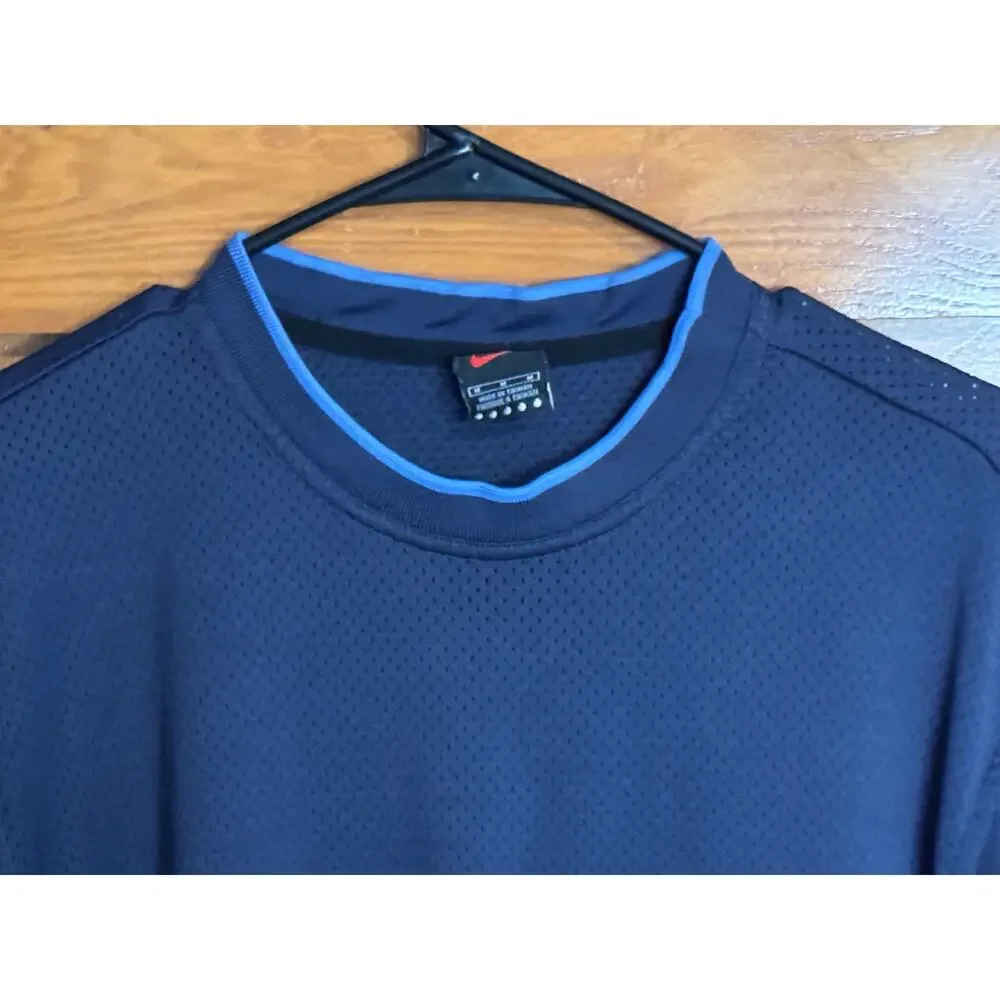 Men's Vintage Y2K Nike Navy Mesh Ringer Shirt - Size M